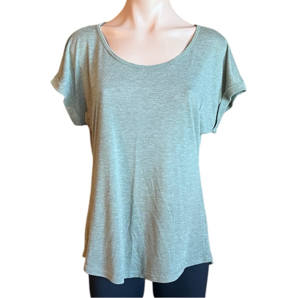 Bally Light Sage Green Short Sleeve Tee Twist Strap in Back FUC